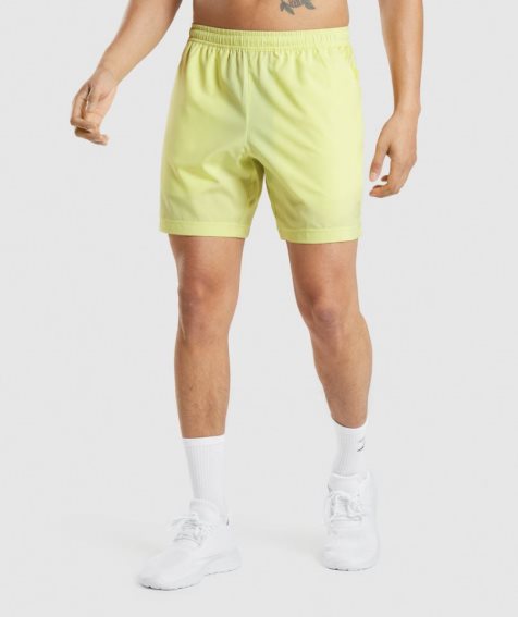 Men's Gymshark Sport Stripe 7" Shorts Yellow | NZ 0LEDWQ